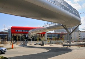 Pedestrian foot bridge of University Campus at Brno Bohunice